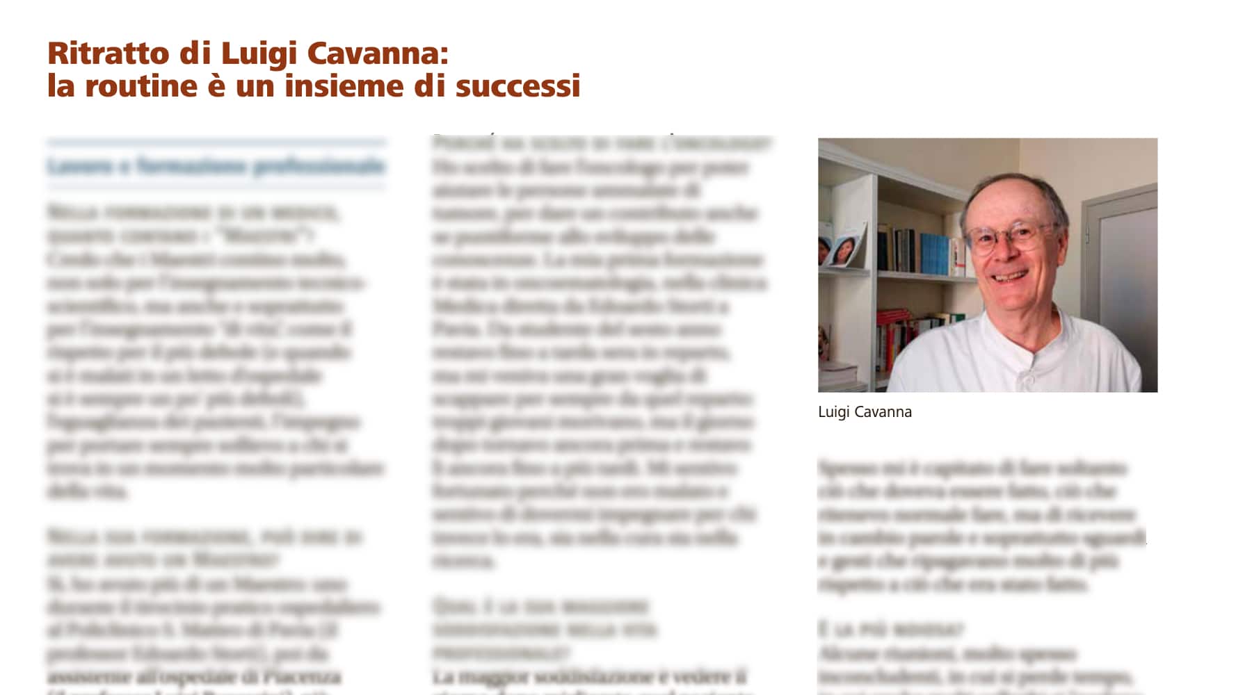 Clicca per accedere all'articolo Recenti Progressi in Medicina - "Ritratto di Luigi Cavanna: la routine è un insieme di successi"